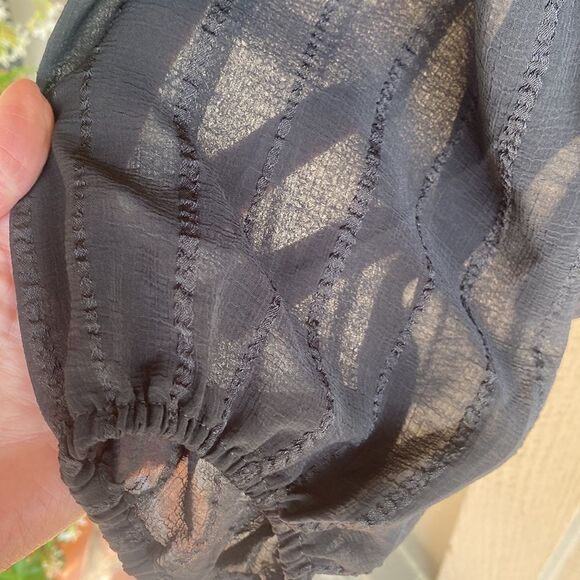 NWT - BCBGeneration Long Ballon Sleeve Wrap Style Sheer Crop Blouse Size: M - Picture 15 of 15